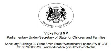 5th March - Open letter from Vicky Ford MP, 